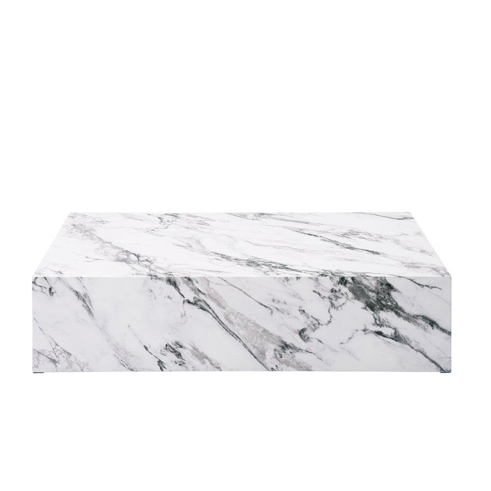 48" White Faux Marble Block Coffee Table