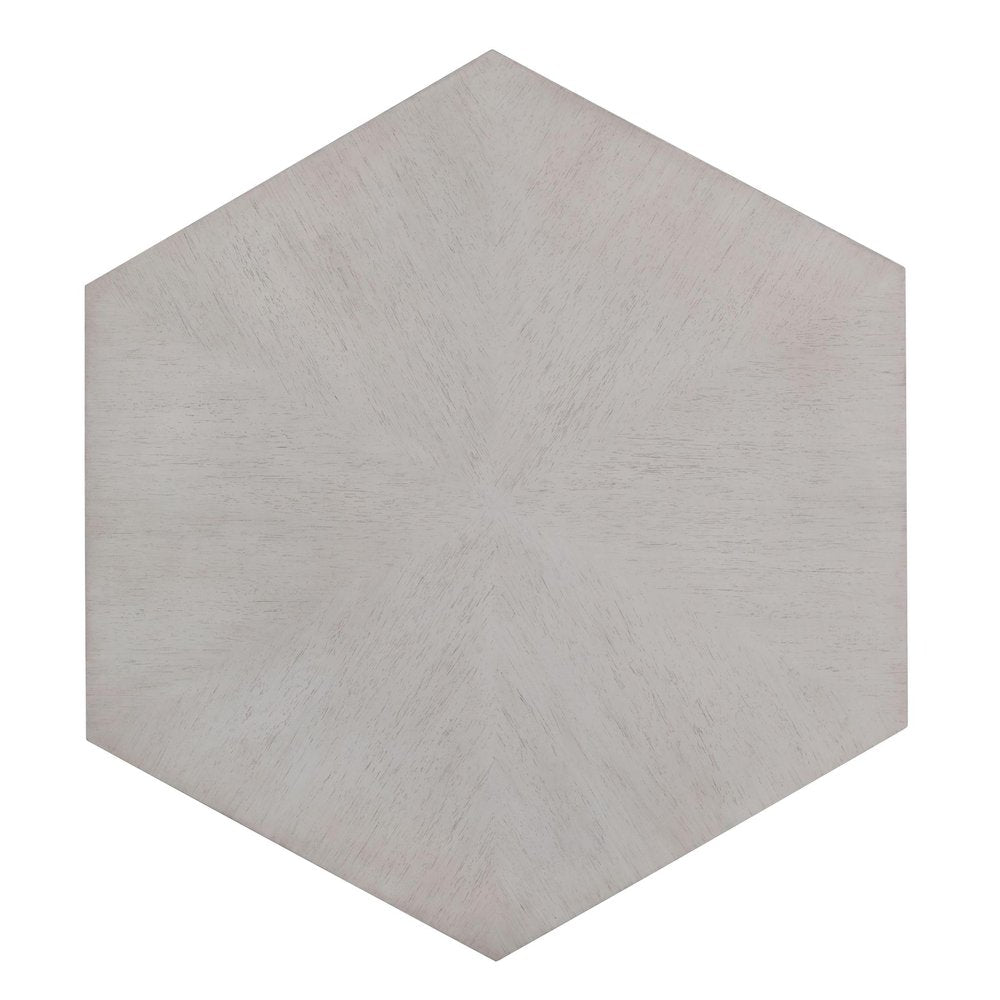 50" Gray Wood Hexagon Distressed Block Coffee Table