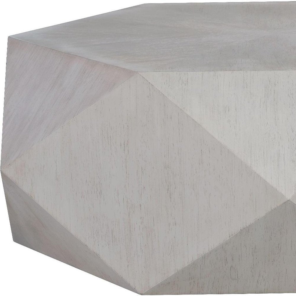 50" Gray Wood Hexagon Distressed Block Coffee Table