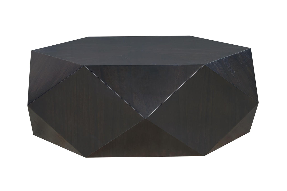 50" Black Wood Hexagon Block Coffee Table