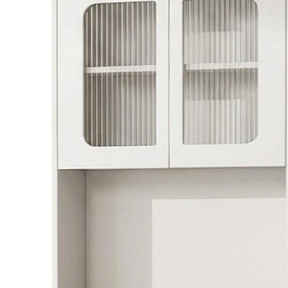 63" White Wood Lighted Mirrored Two Door Three Drawer Combo Dresser