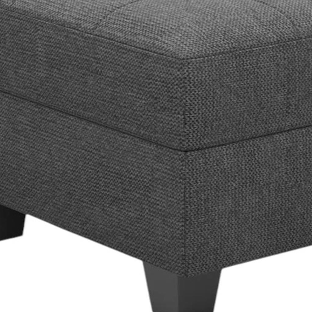 26" Gray And Black Linen Tufted Ottoman With Storage