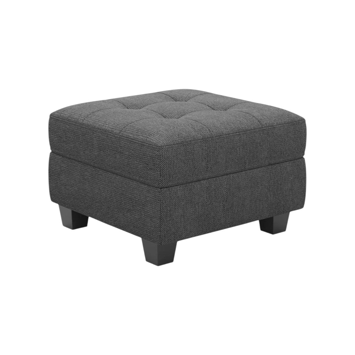 26" Gray And Black Linen Tufted Ottoman With Storage