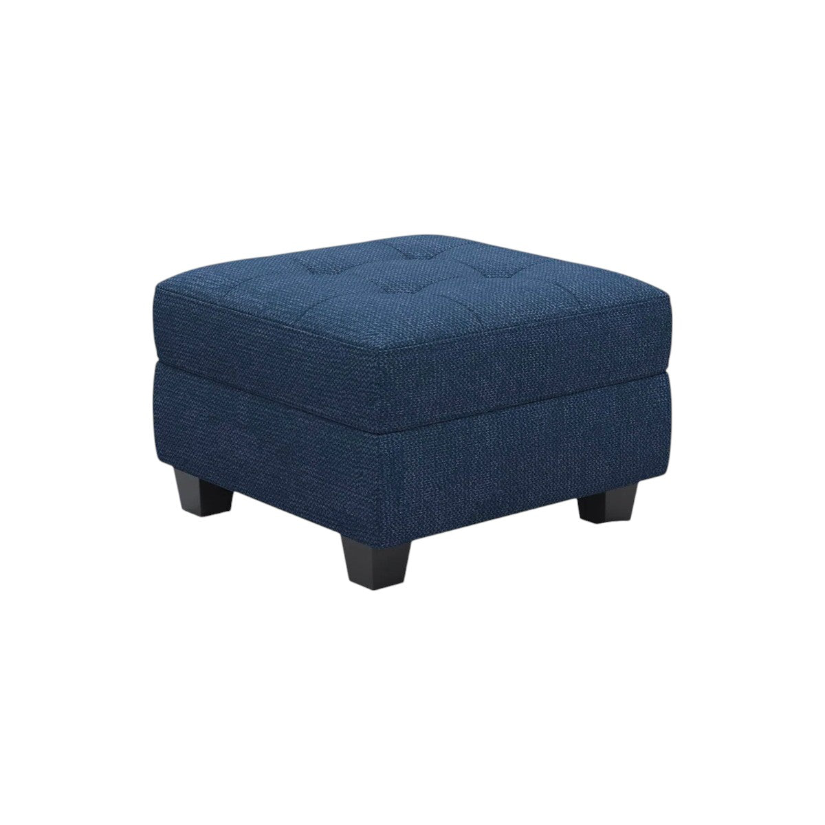 26" Blue And Black Linen Tufted Ottoman With Storage
