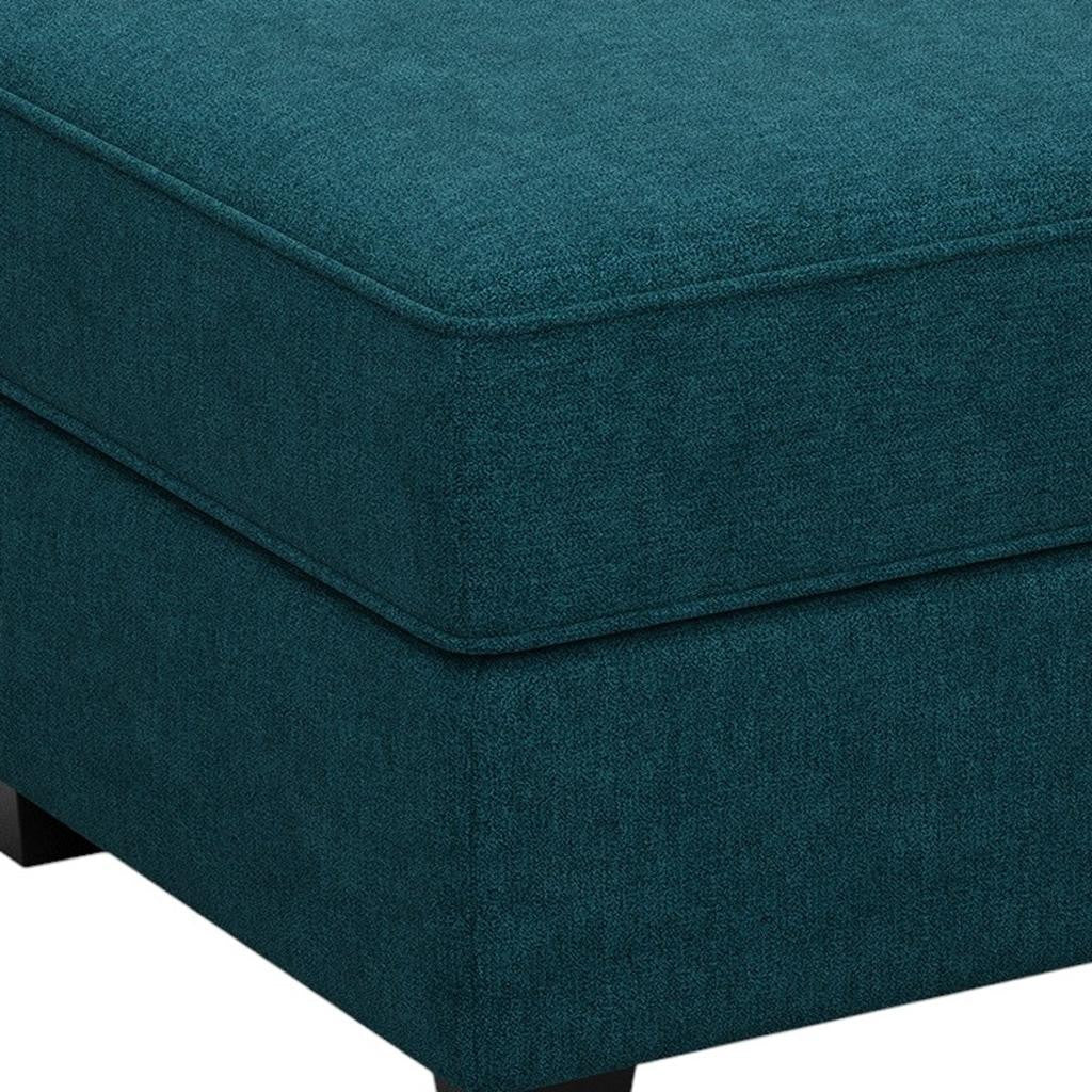 26" Teal Blue And Black Microfiber Ottoman With Storage