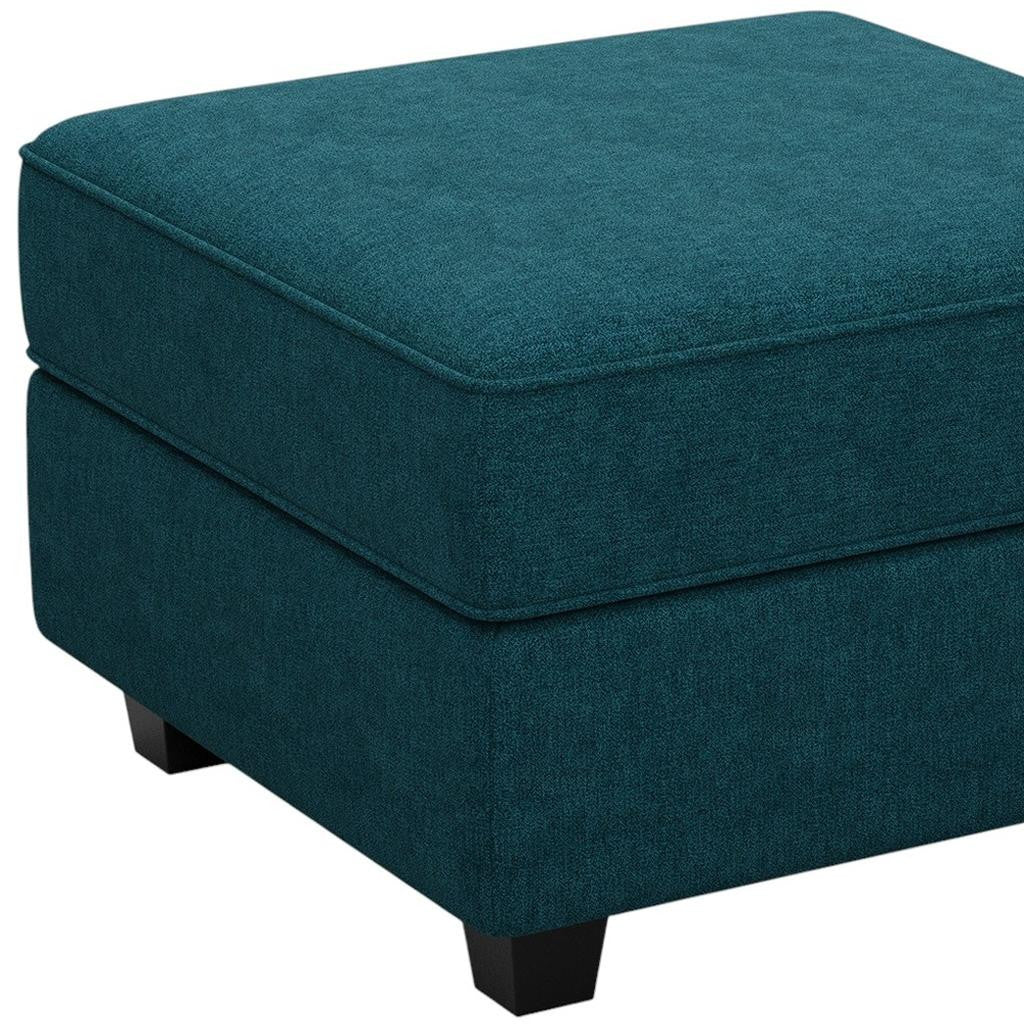 26" Teal Blue And Black Microfiber Ottoman With Storage