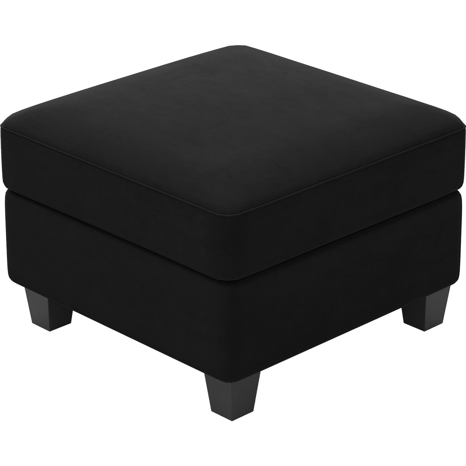 25" Black Velvet Ottoman With Storage