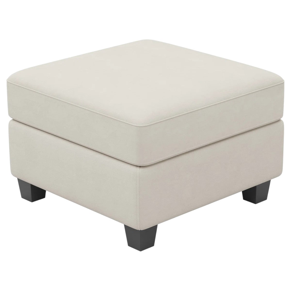 25" Beige And Black Velvet Ottoman With Storage
