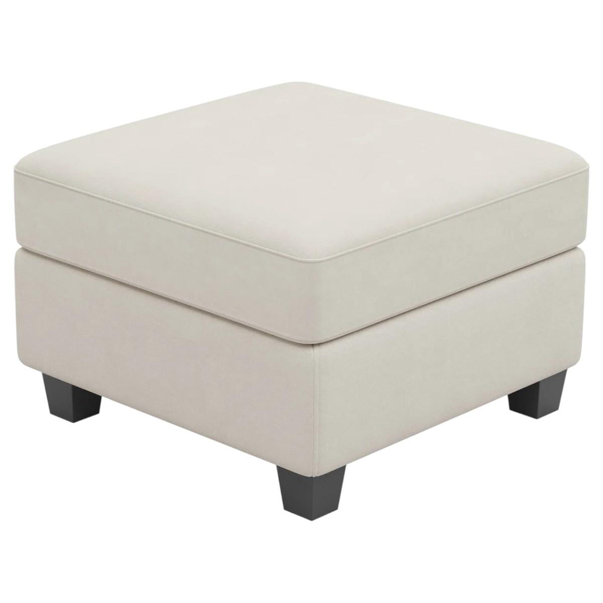 25" Beige And Black Velvet Ottoman With Storage