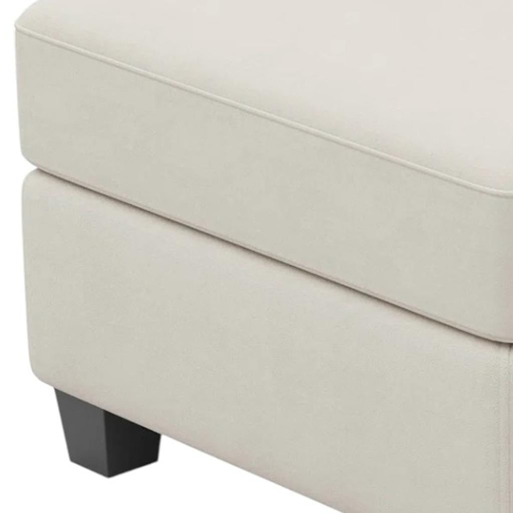 25" Beige And Black Velvet Ottoman With Storage