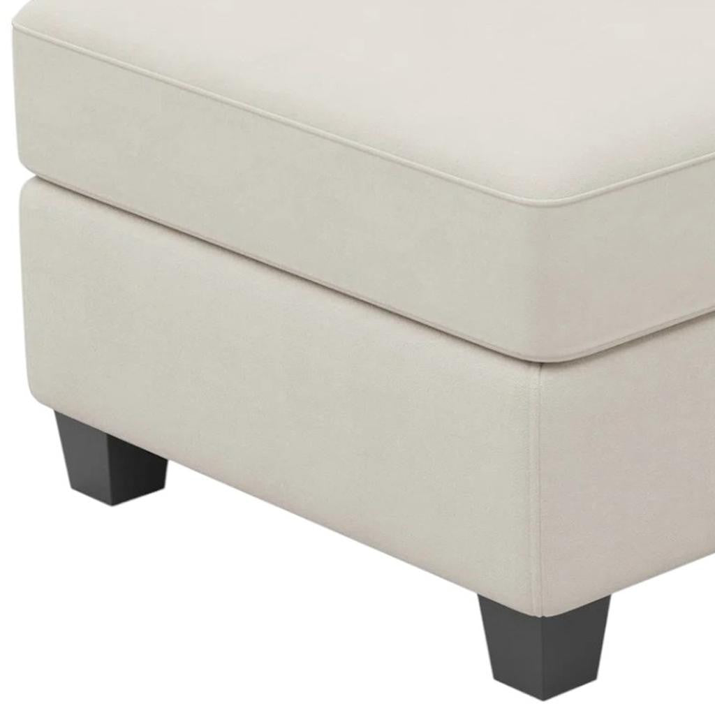 25" Beige And Black Velvet Ottoman With Storage