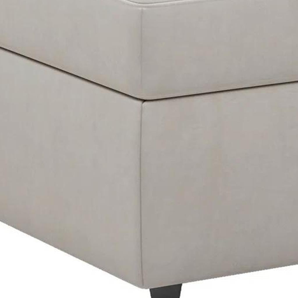 30" Beige And Black Velvet Ottoman With Storage