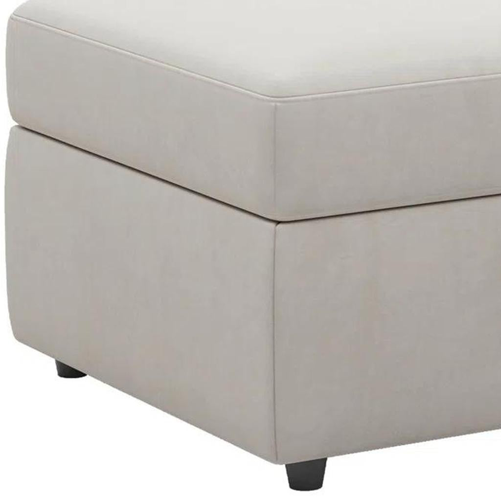 30" Beige And Black Velvet Ottoman With Storage