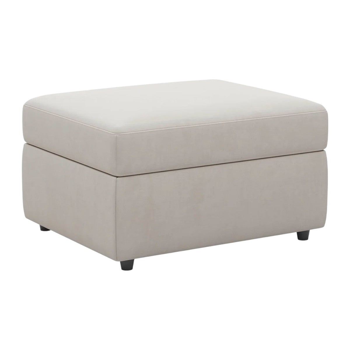 30" Beige And Black Velvet Ottoman With Storage