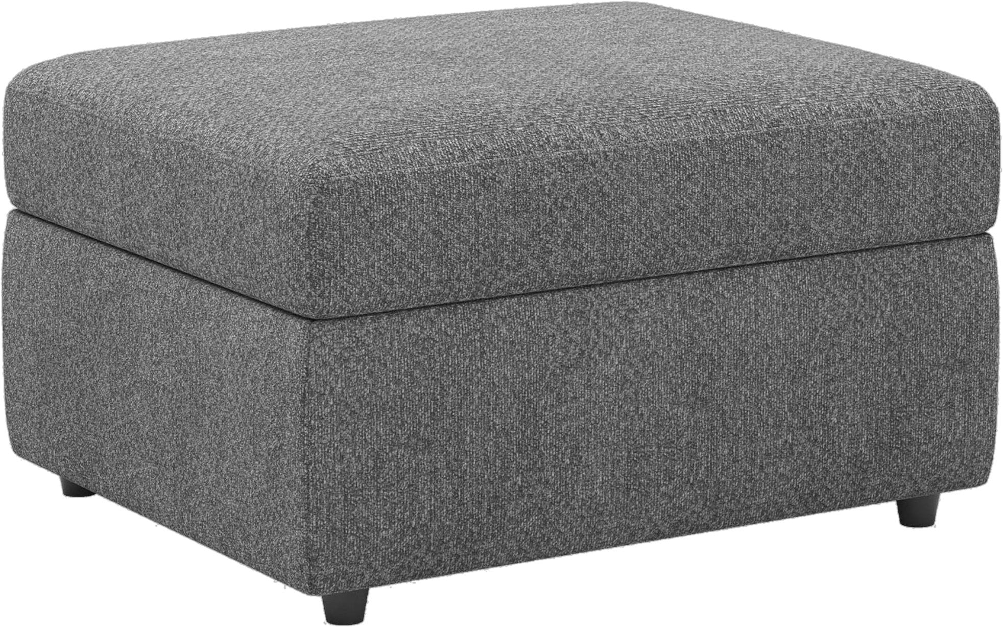 30" Light Gray And Black Chenille Ottoman With Storage