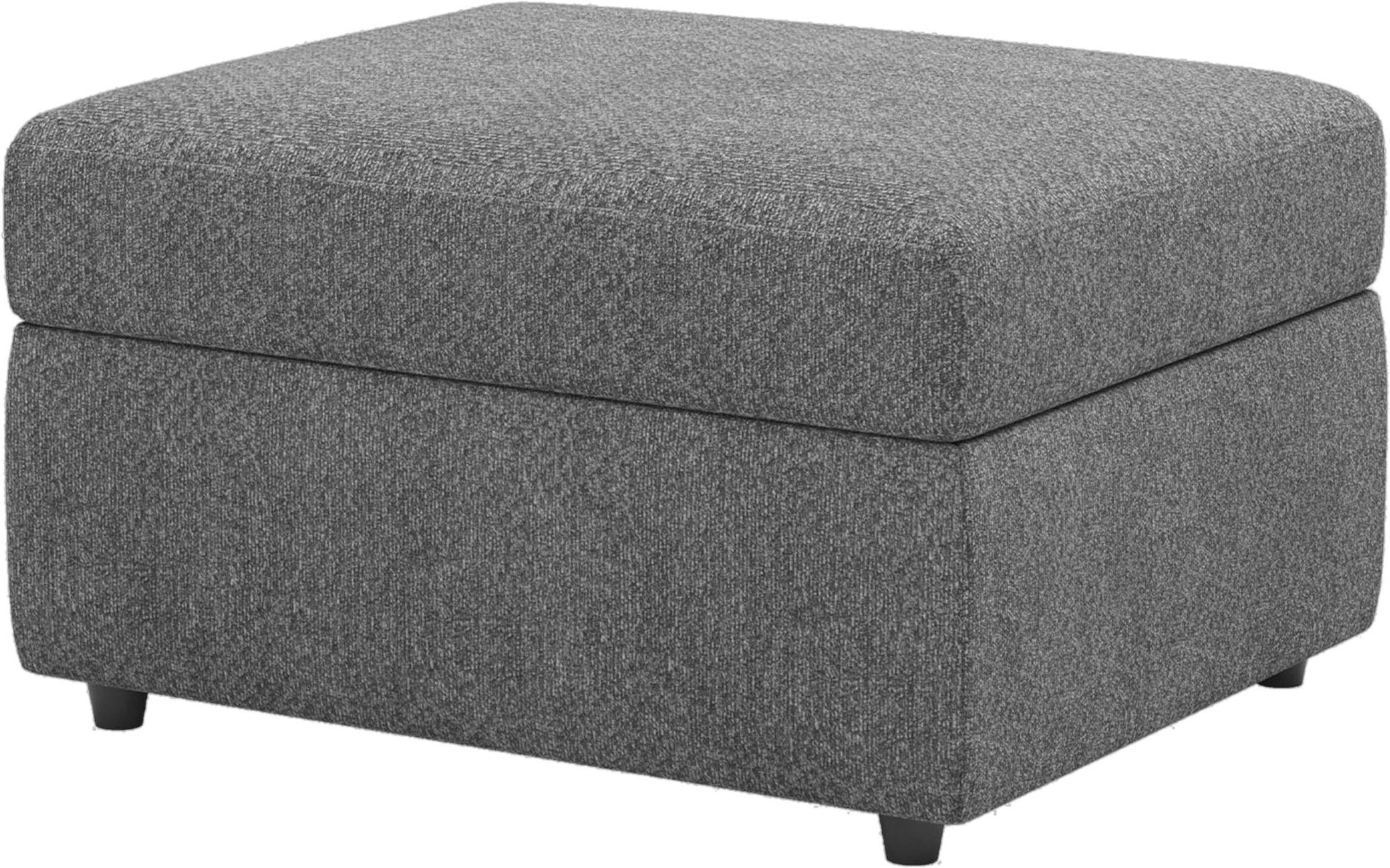 30" Light Gray And Black Chenille Ottoman With Storage