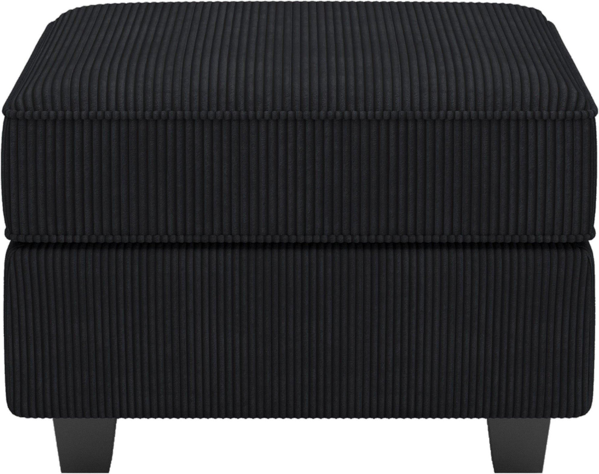 26" Black Corduroy Ottoman With Storage