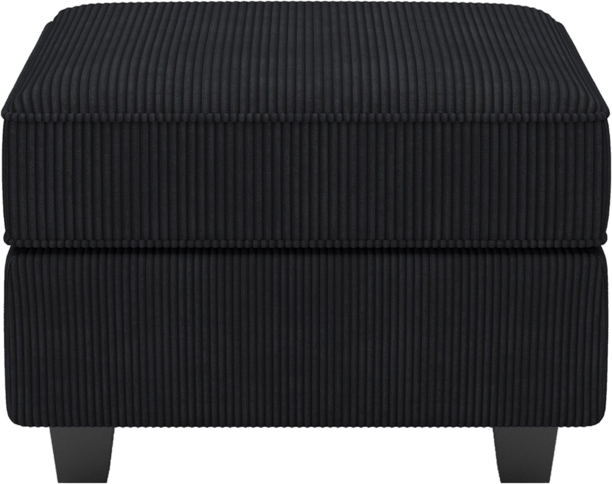 26" Black Corduroy Ottoman With Storage