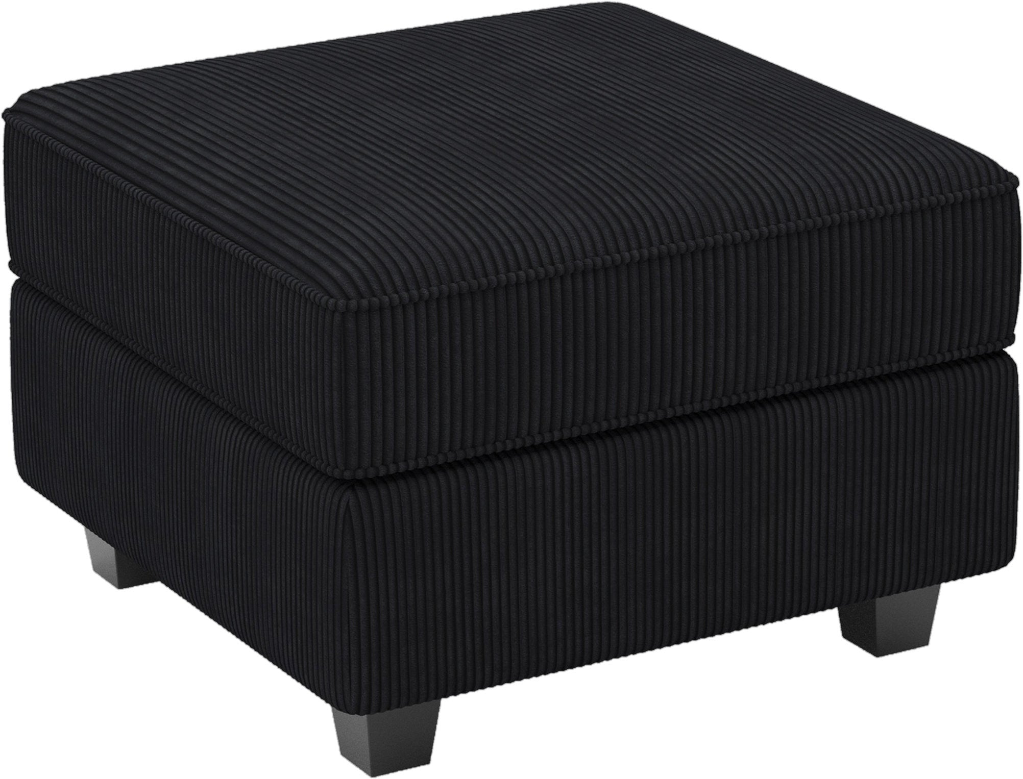 26" Black Corduroy Ottoman With Storage