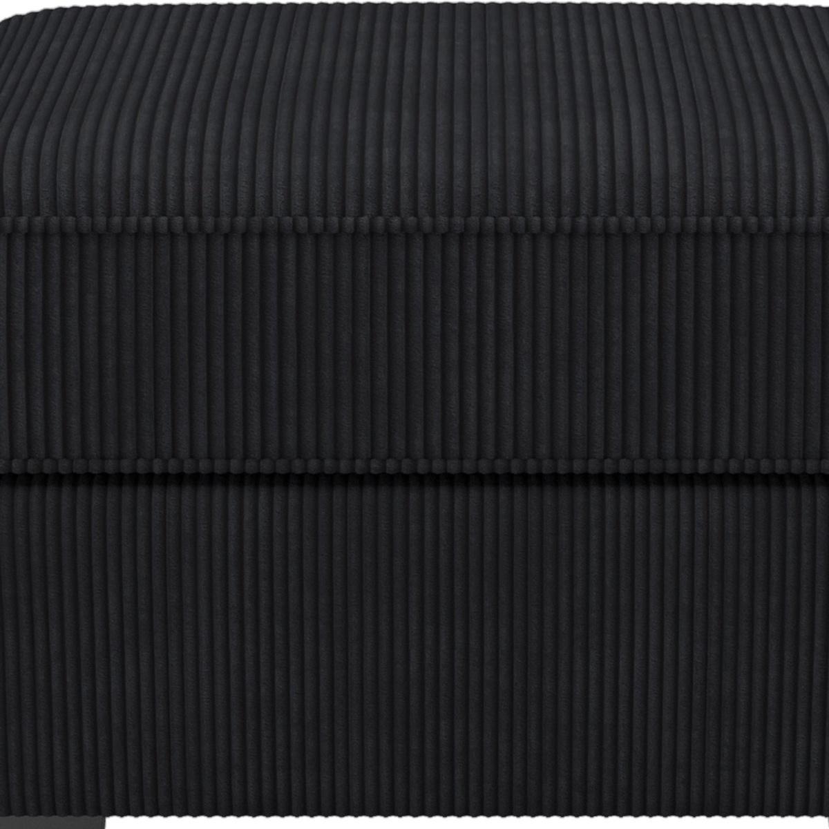 26" Black Corduroy Ottoman With Storage
