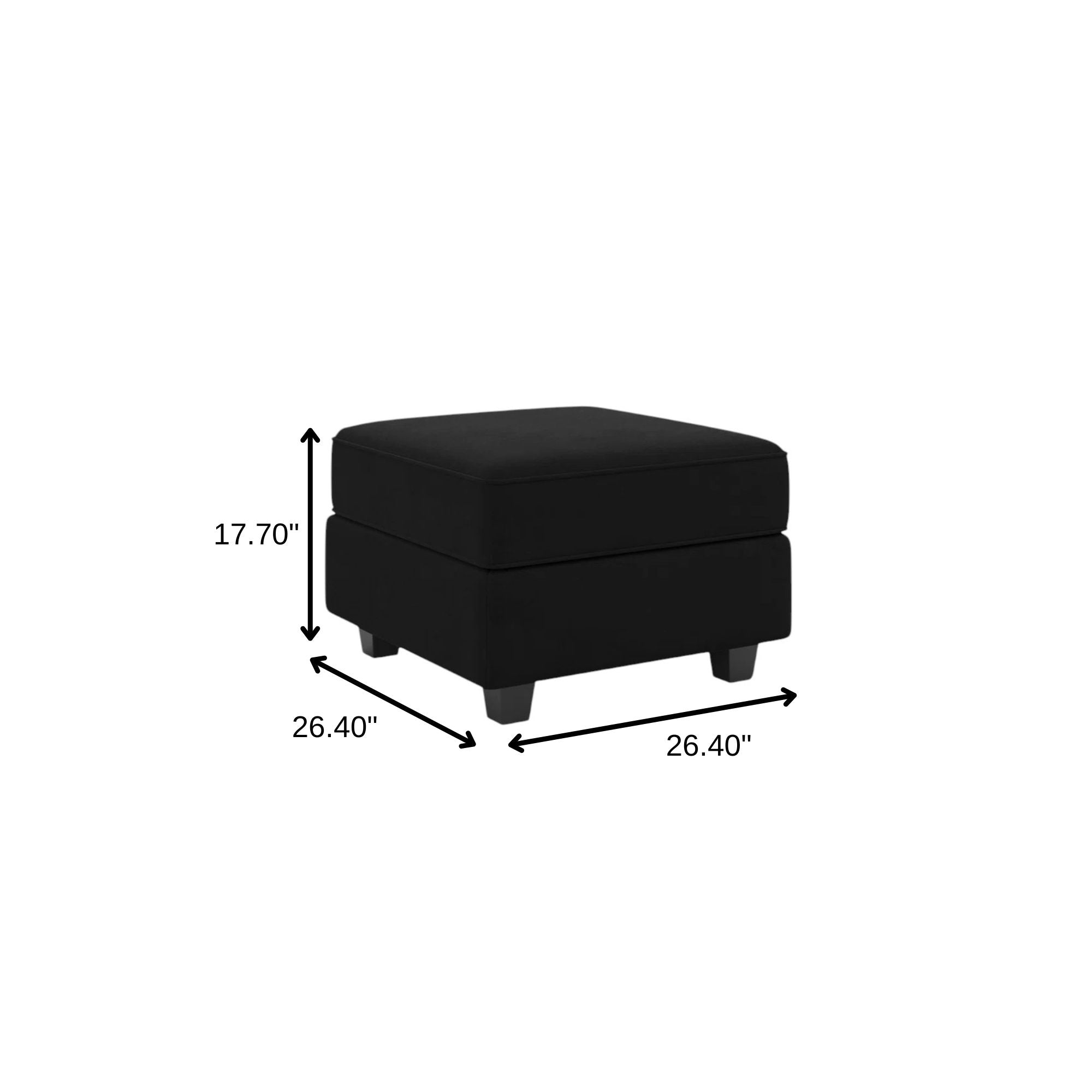 26" Black Microsuede Ottoman With Storage
