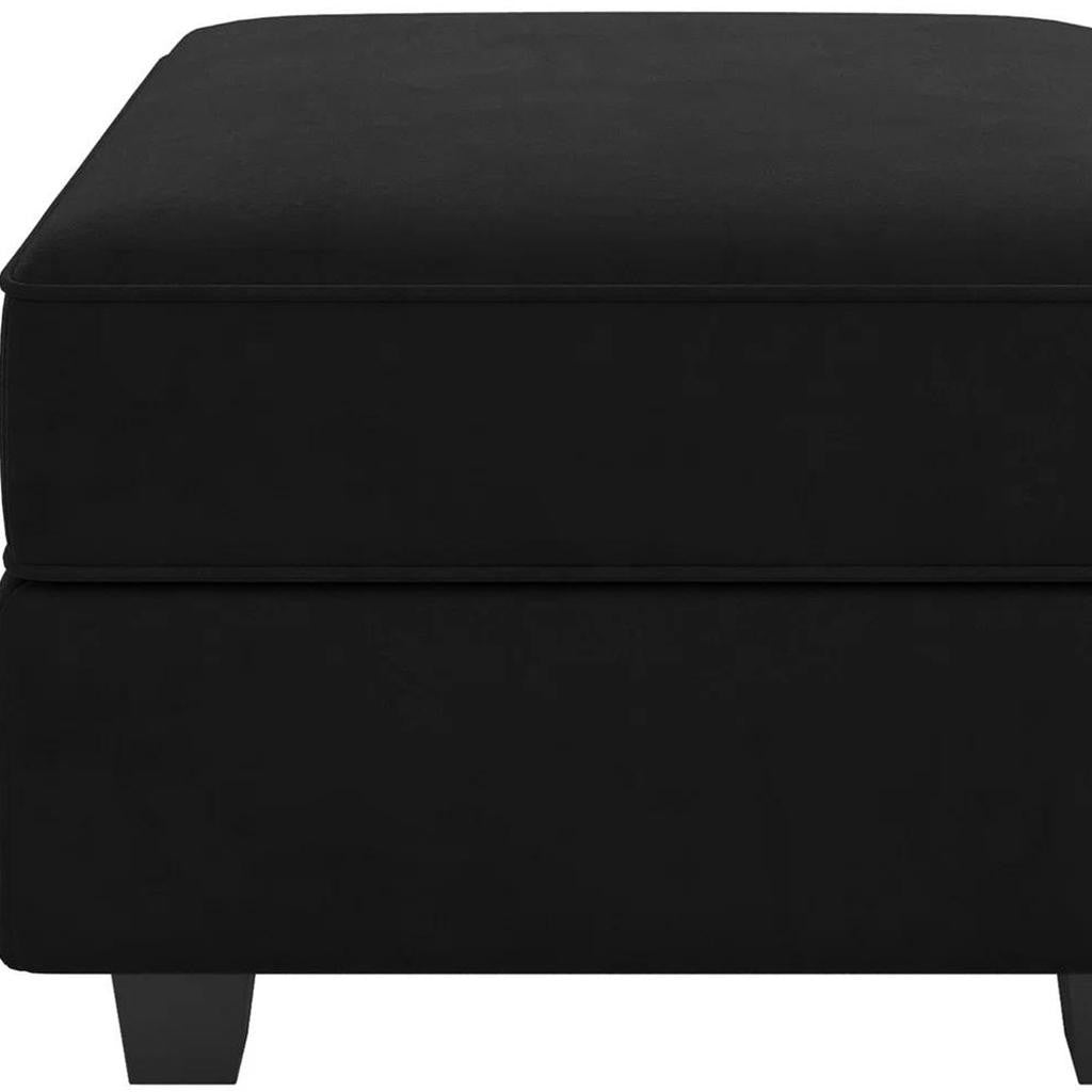26" Black Microsuede Ottoman With Storage