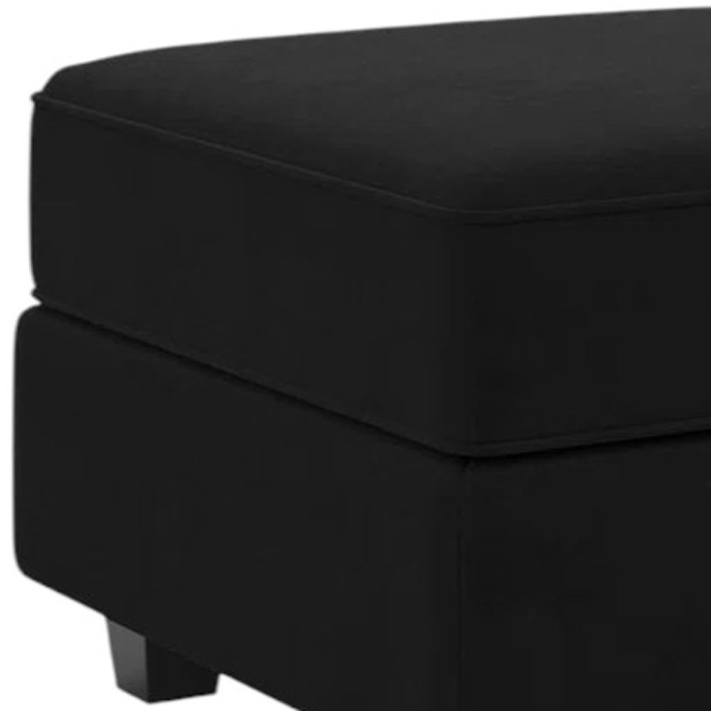 26" Black Microsuede Ottoman With Storage