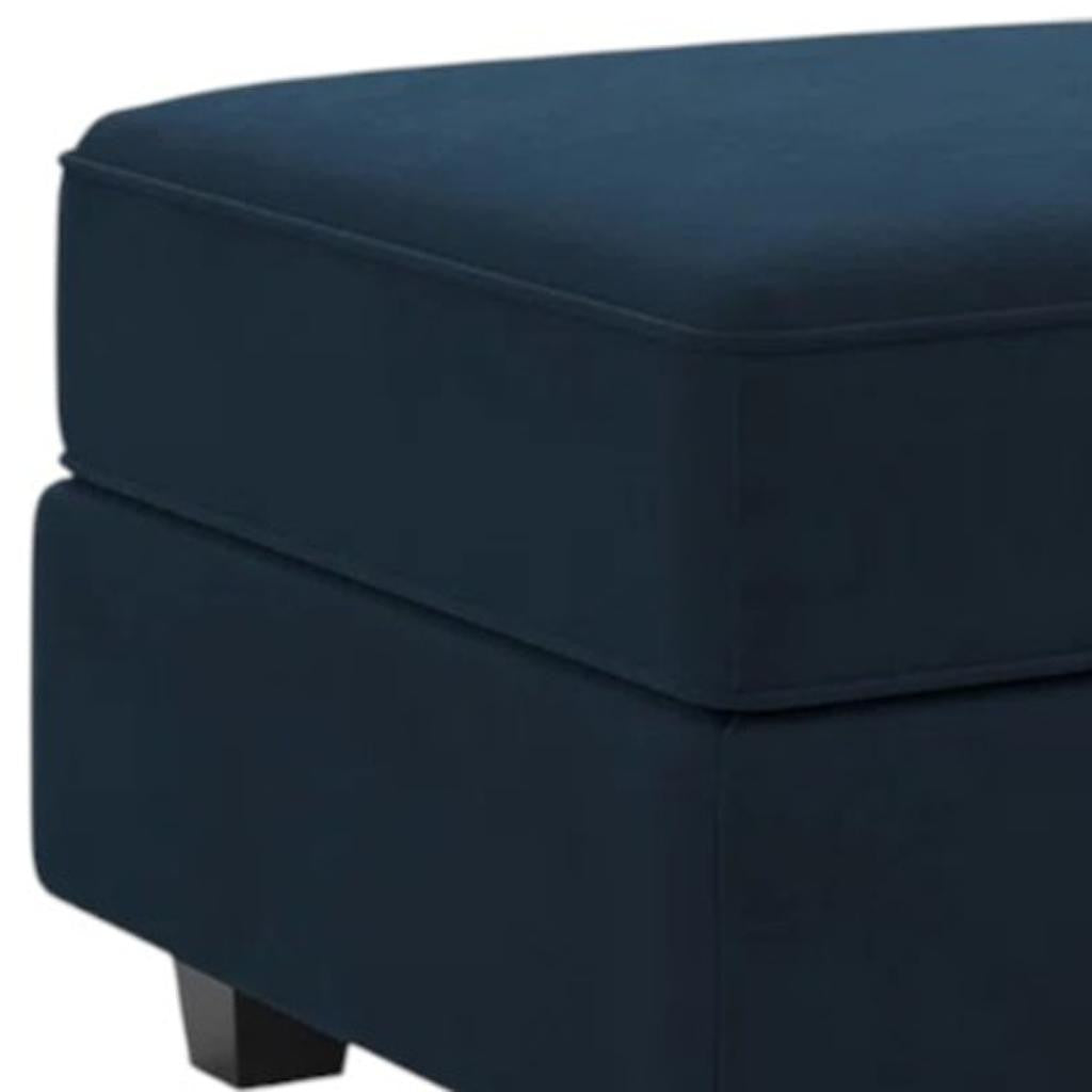 26" Blue And Black Velvet Ottoman With Storage