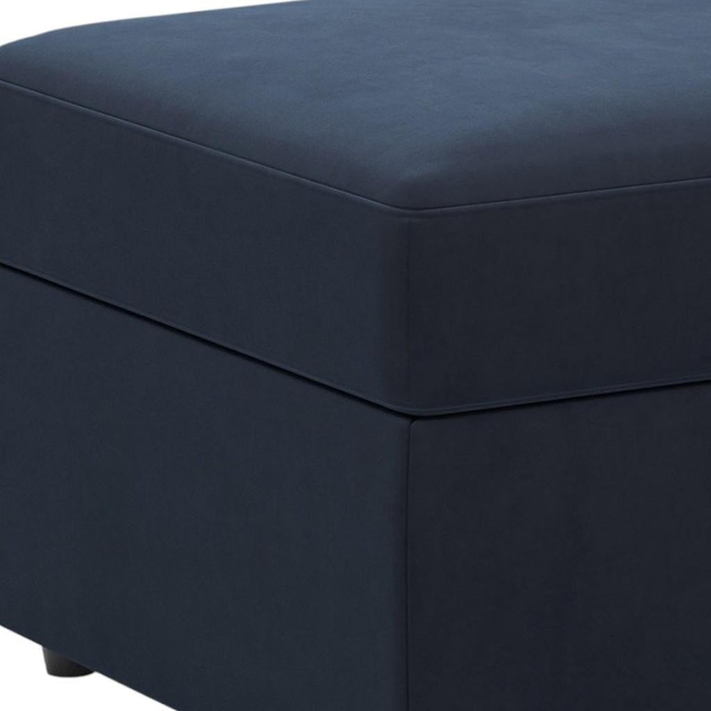 30" Blue And Black Velvet Ottoman With Storage