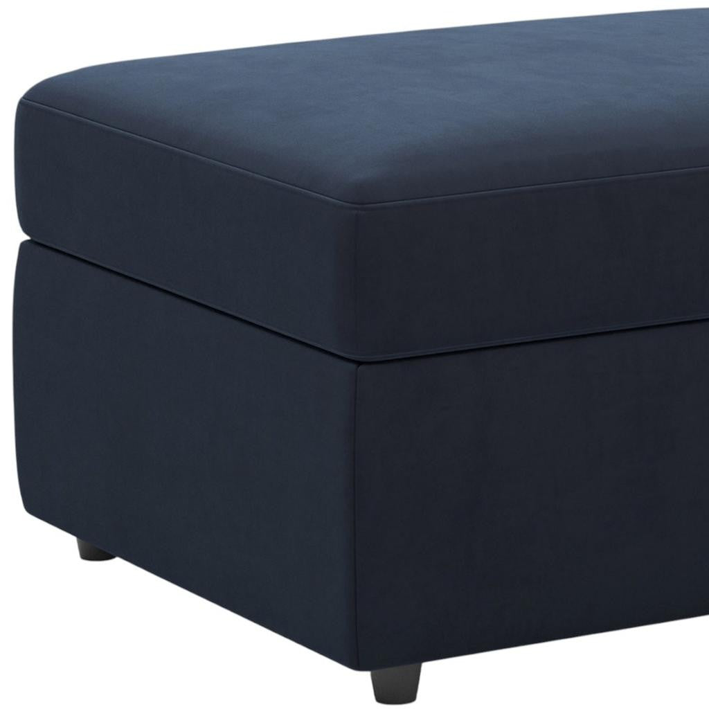 30" Blue And Black Velvet Ottoman With Storage