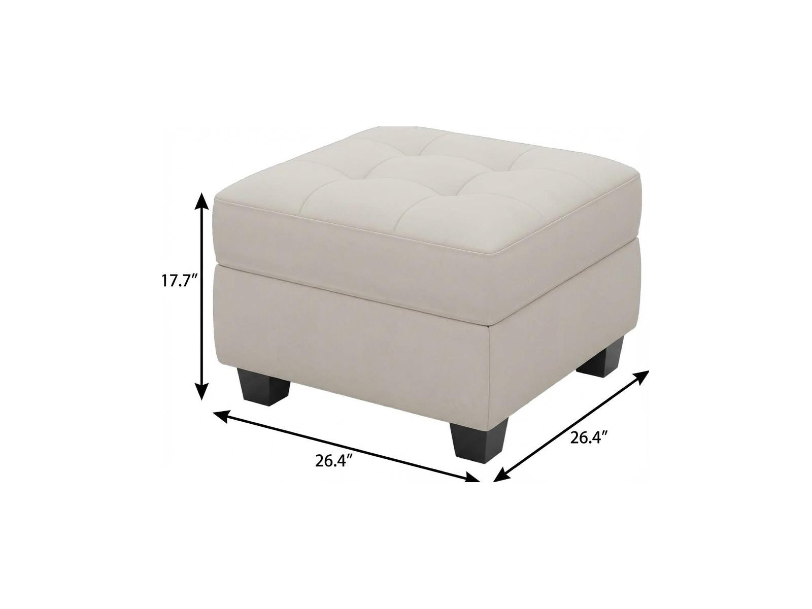 26" Beige And Black Velvet Tufted Ottoman With Storage