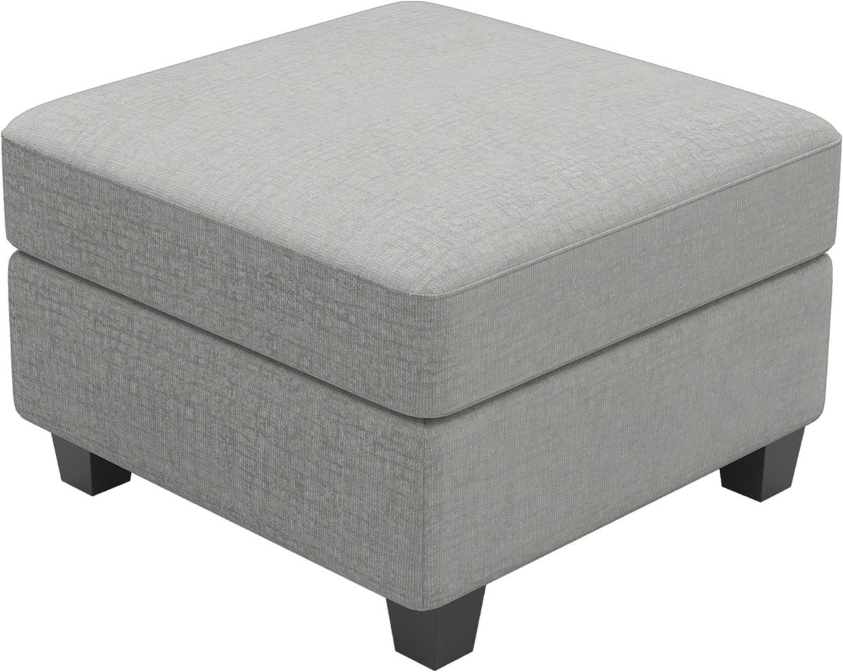 26" Light Gray And Black Chenille Ottoman With Storage