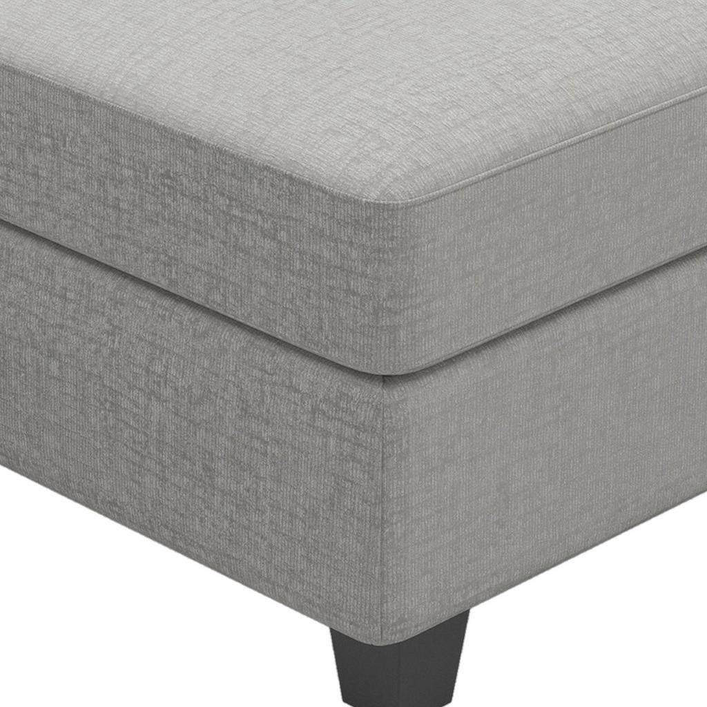 26" Light Gray And Black Chenille Ottoman With Storage