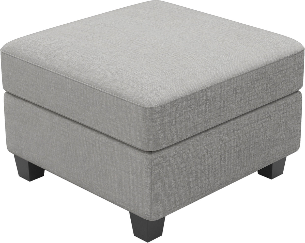 26" Light Gray And Black Chenille Ottoman With Storage