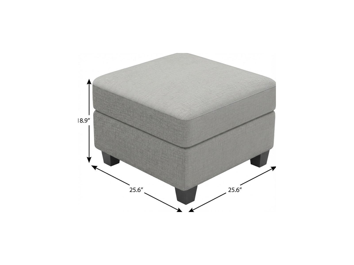 26" Light Gray And Black Chenille Ottoman With Storage