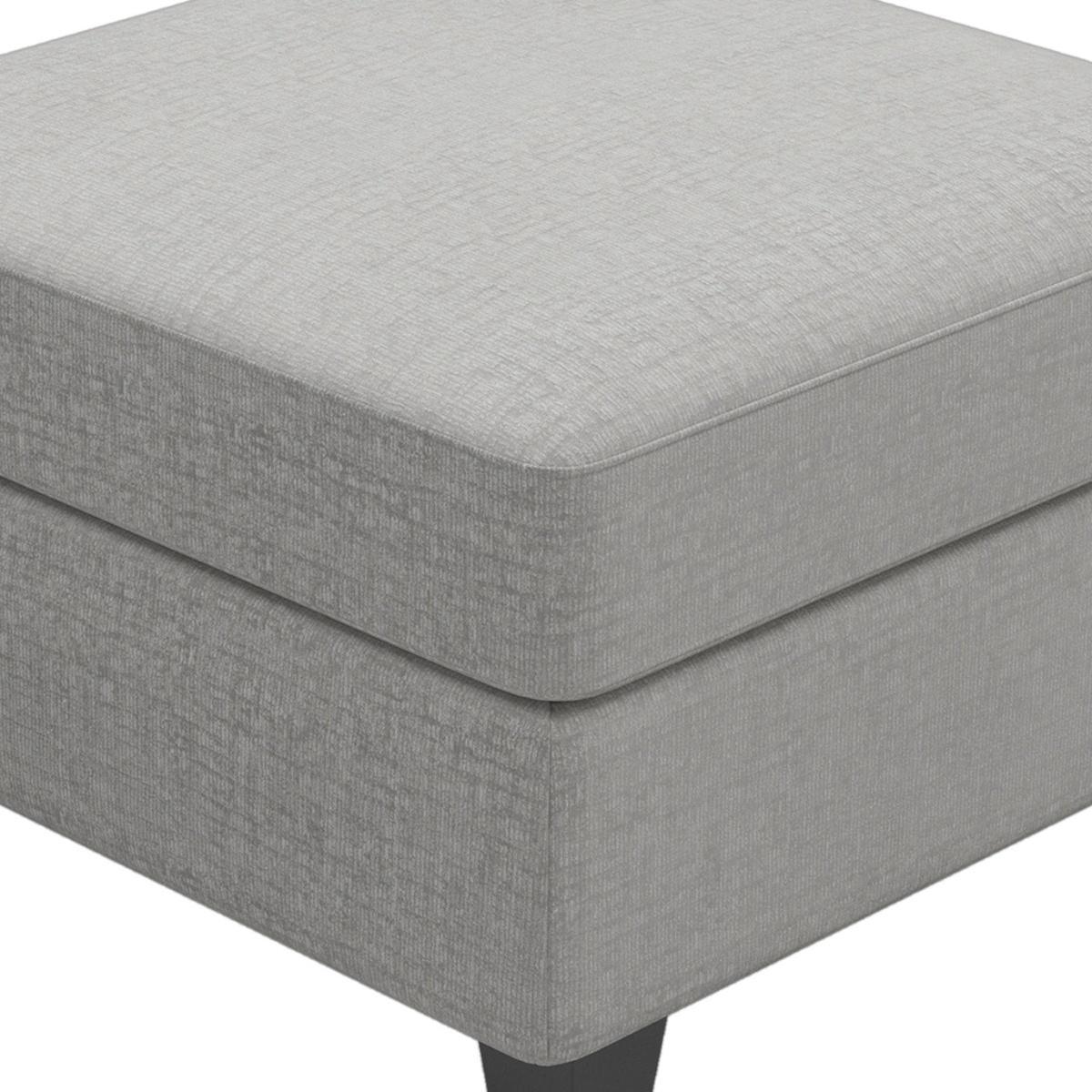 26" Light Gray And Black Chenille Ottoman With Storage