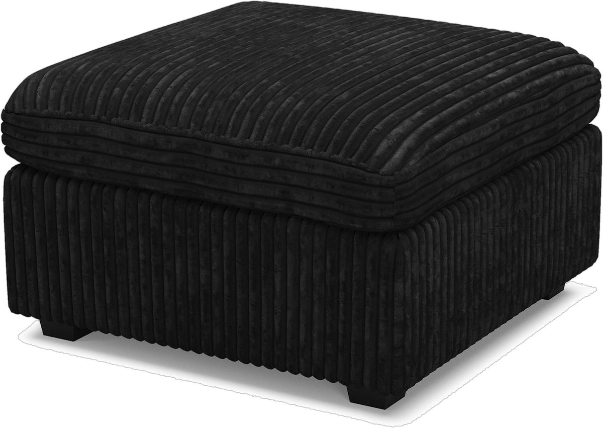 30" Black Corduroy Ottoman With Storage
