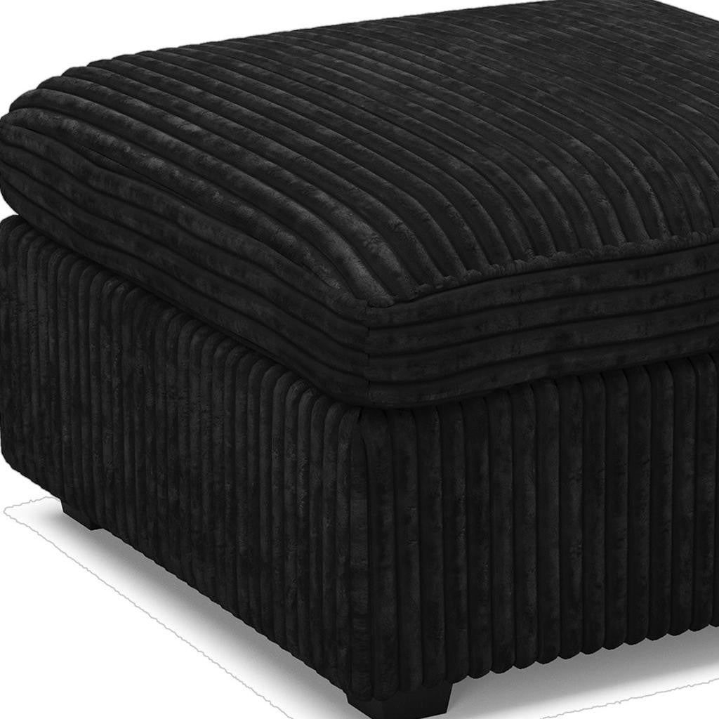 30" Black Corduroy Ottoman With Storage