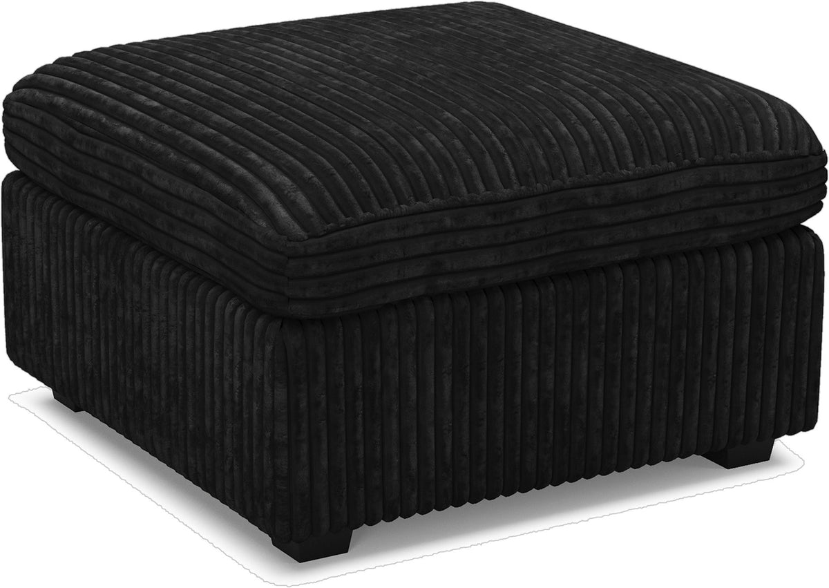 30" Black Corduroy Ottoman With Storage