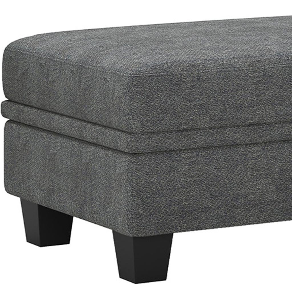 46" Light Gray And Black Chenille Ottoman With Storage