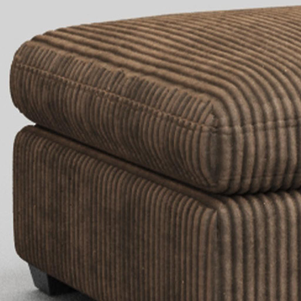 32" Brown and Black Corduroy Ottoman