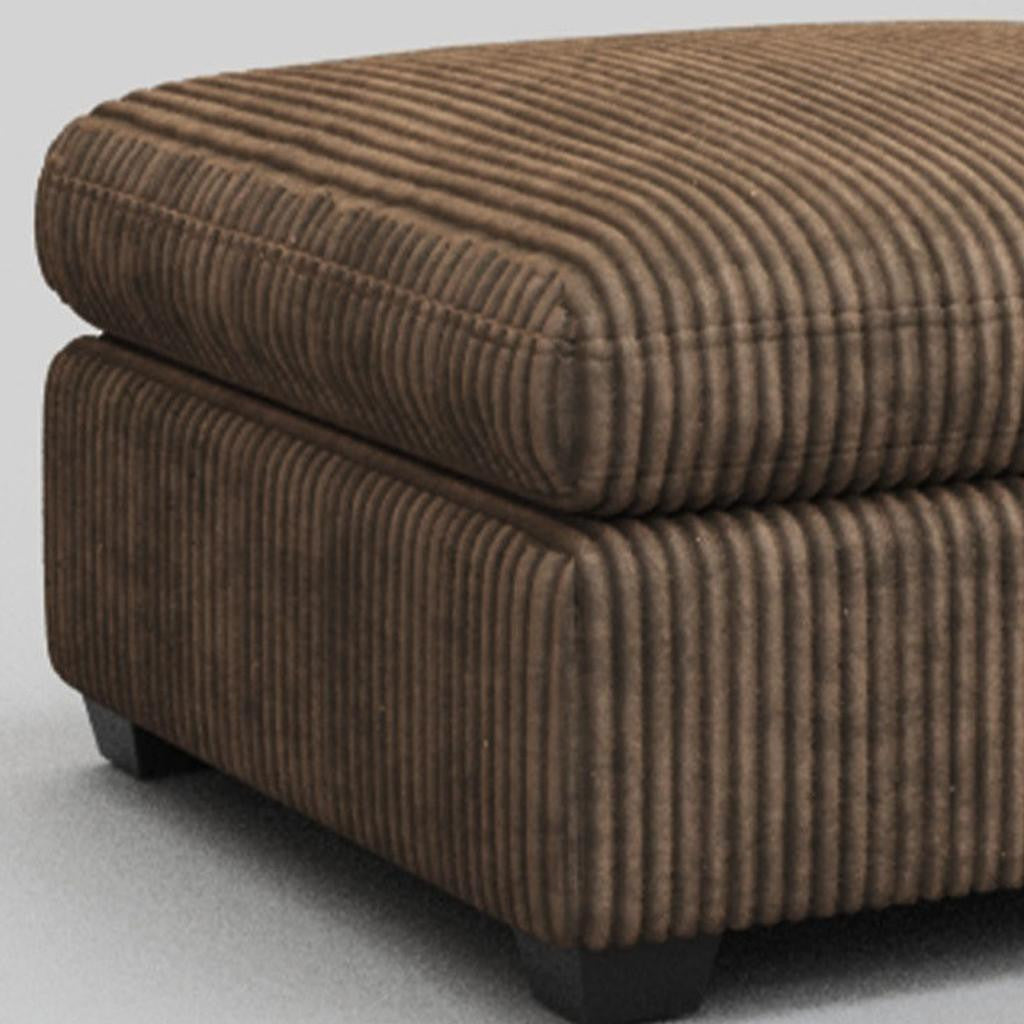 32" Brown and Black Corduroy Ottoman