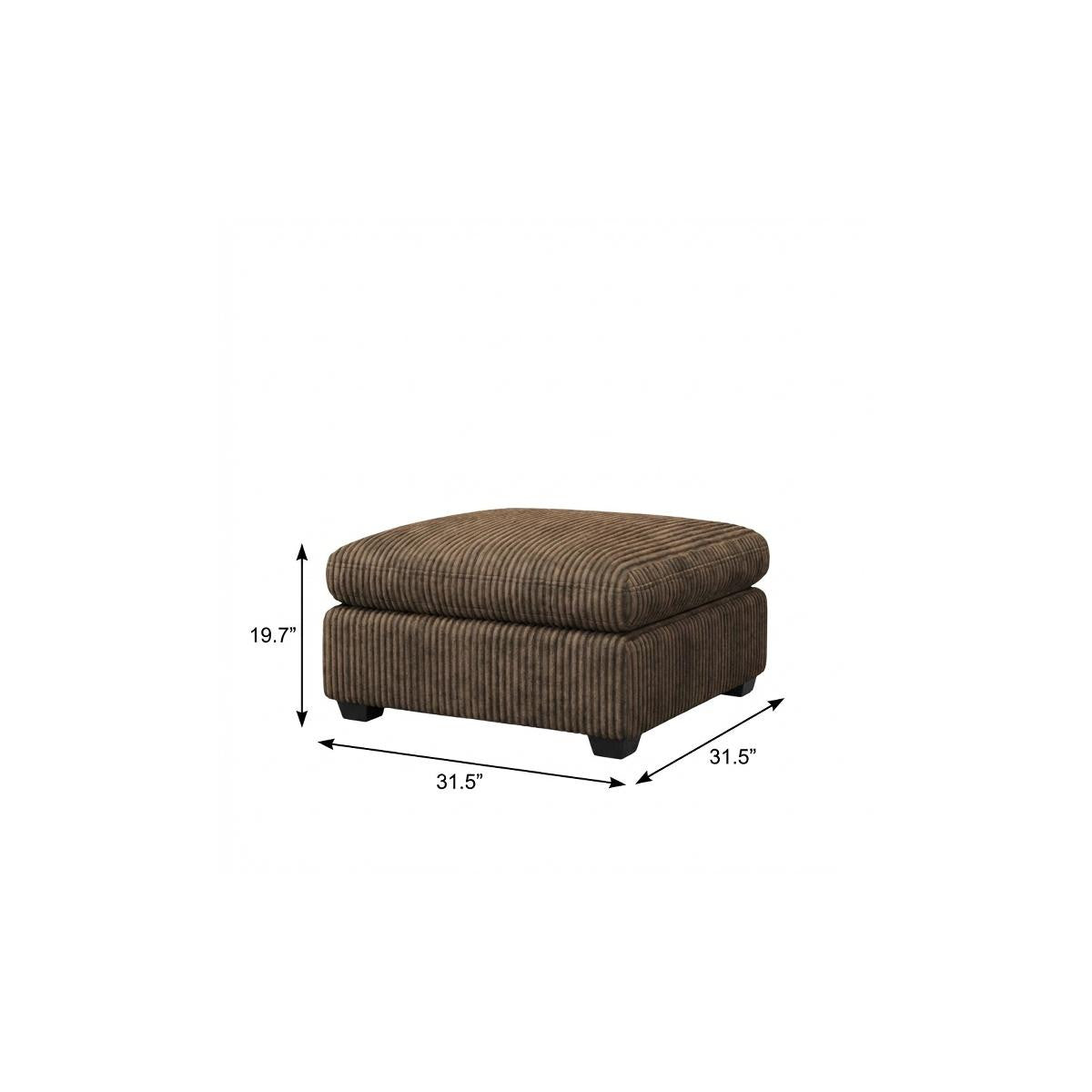 32" Brown and Black Corduroy Ottoman
