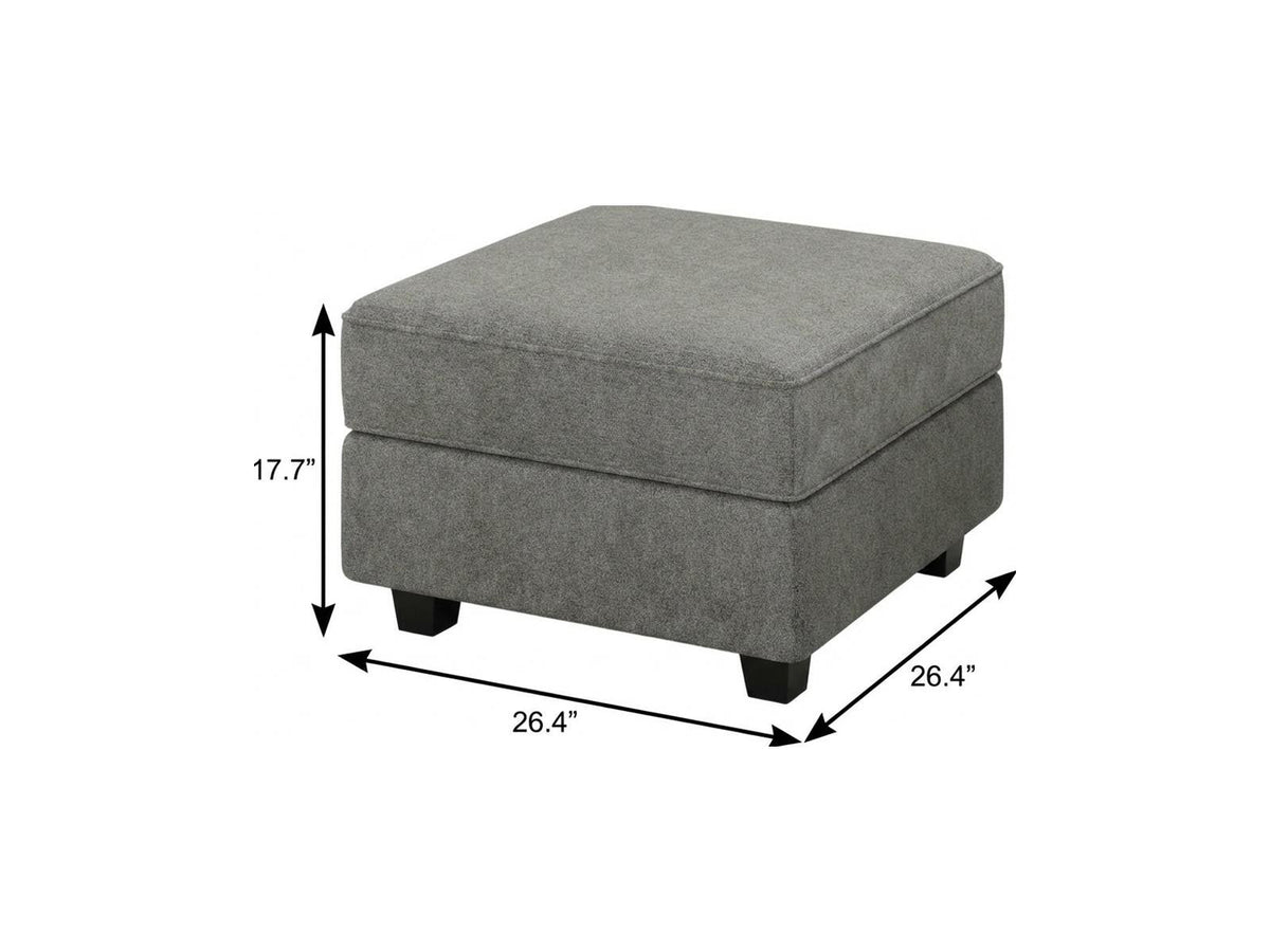 26" Light Gray And Black Polyester Blend Ottoman With Storage