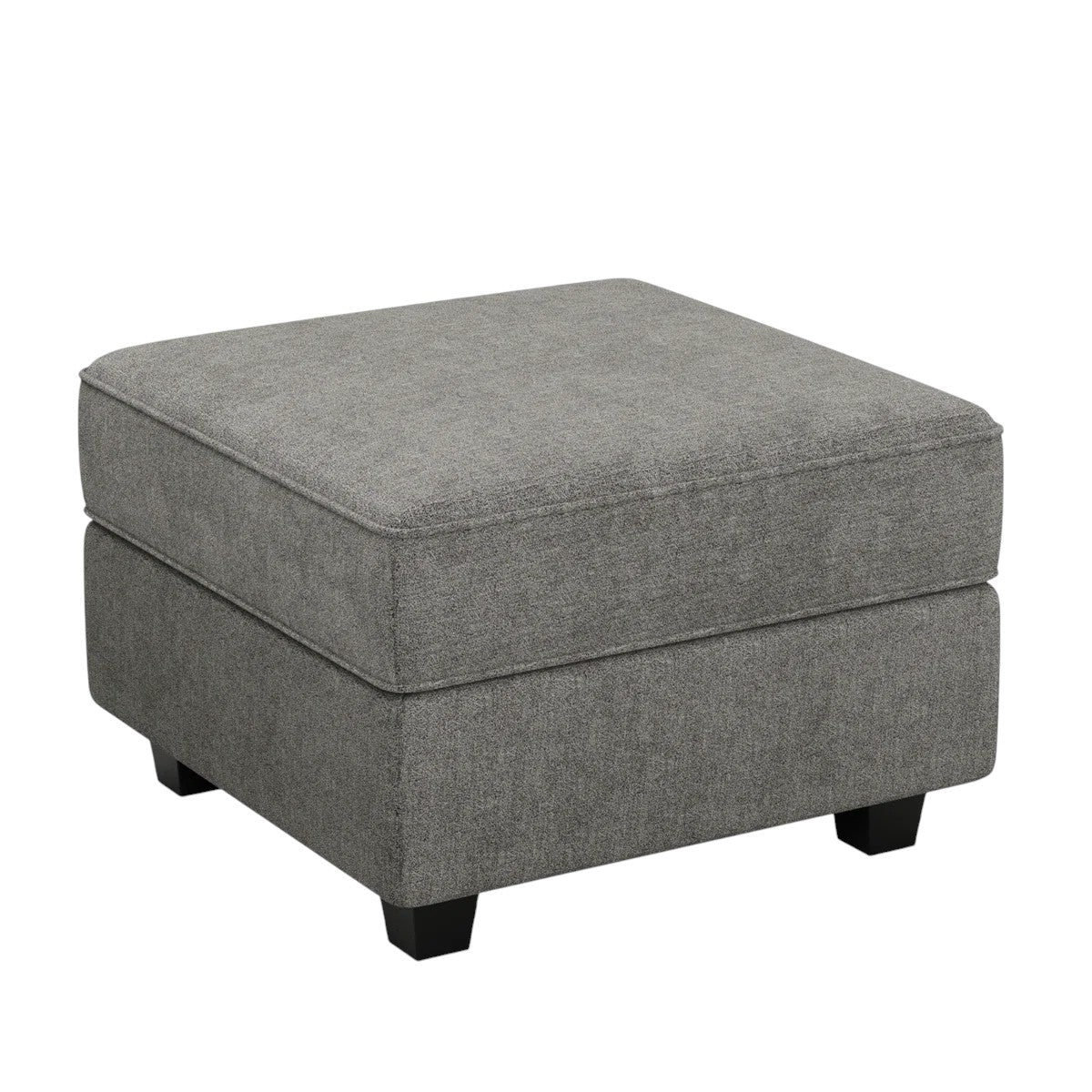 26" Light Gray And Black Polyester Blend Ottoman With Storage