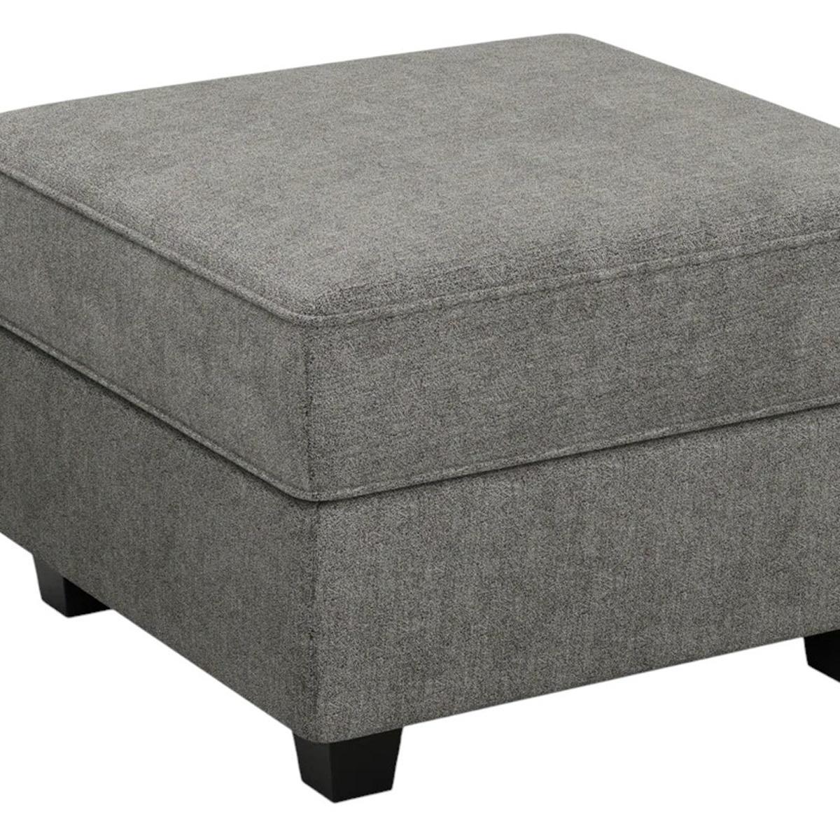 26" Light Gray And Black Polyester Blend Ottoman With Storage