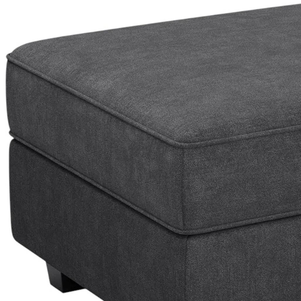 26" Gray And Black Polyester Blend Ottoman With Storage