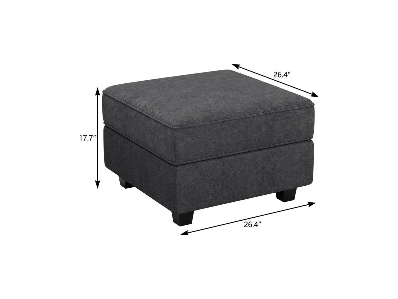 26" Gray And Black Polyester Blend Ottoman With Storage