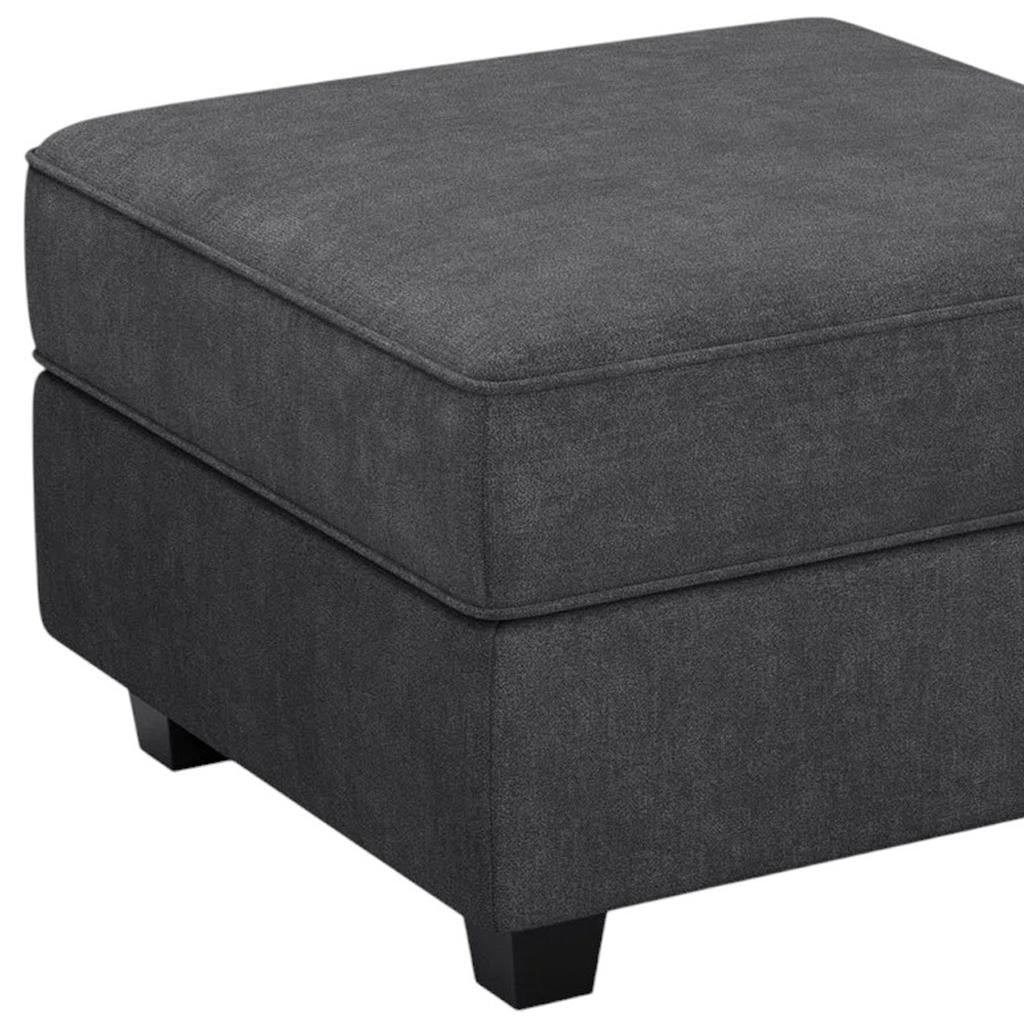 26" Gray And Black Polyester Blend Ottoman With Storage
