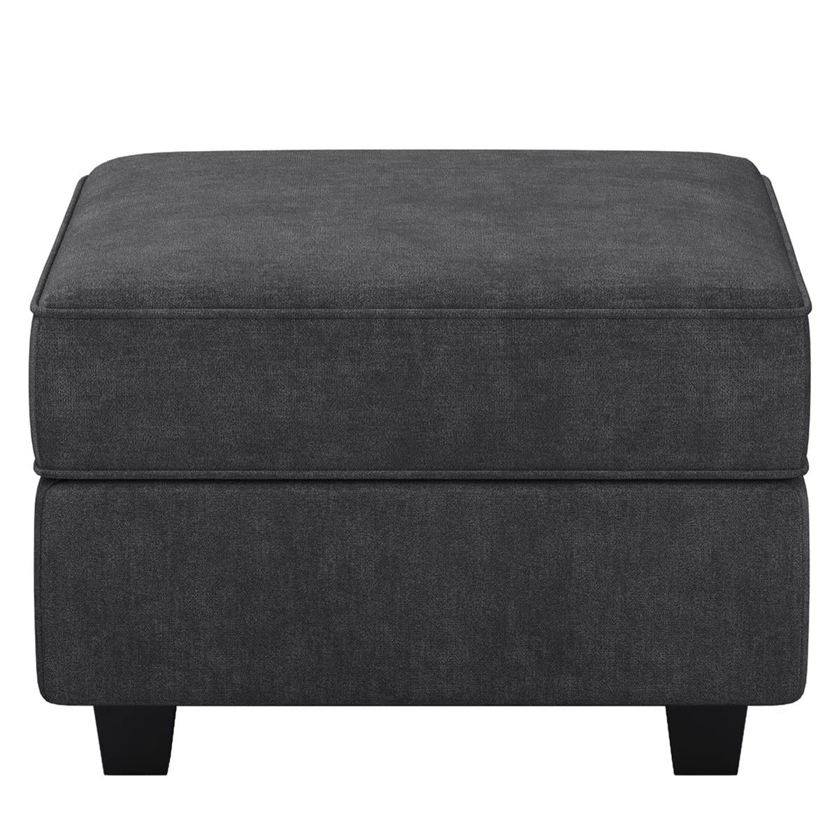 26" Gray And Black Polyester Blend Ottoman With Storage